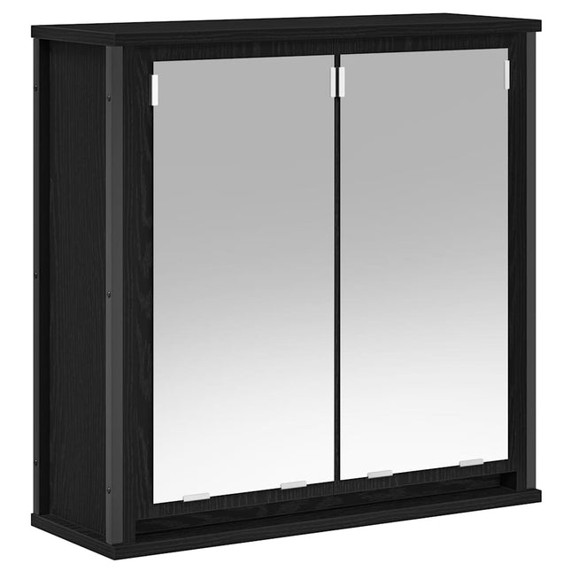 vægskab til badeværelse med spejl 60x21x60 cm sort egetræsfarve
