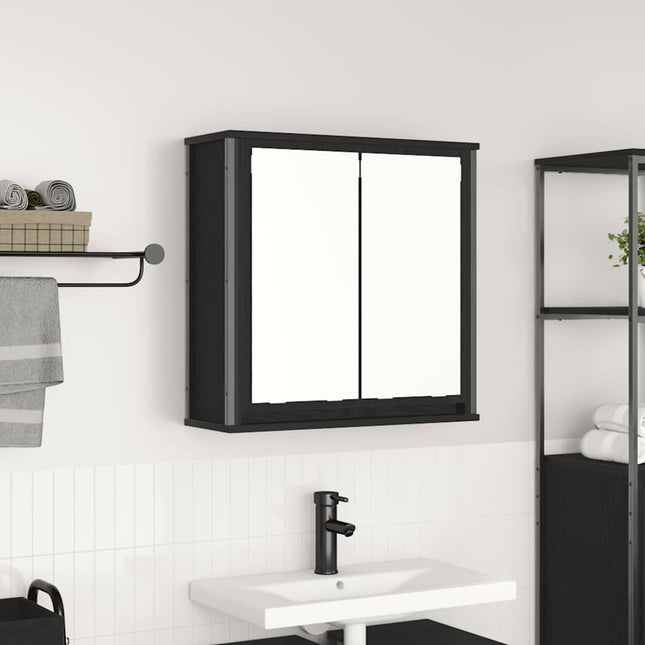 vægskab til badeværelse med spejl 60x21x60 cm sort egetræsfarve
