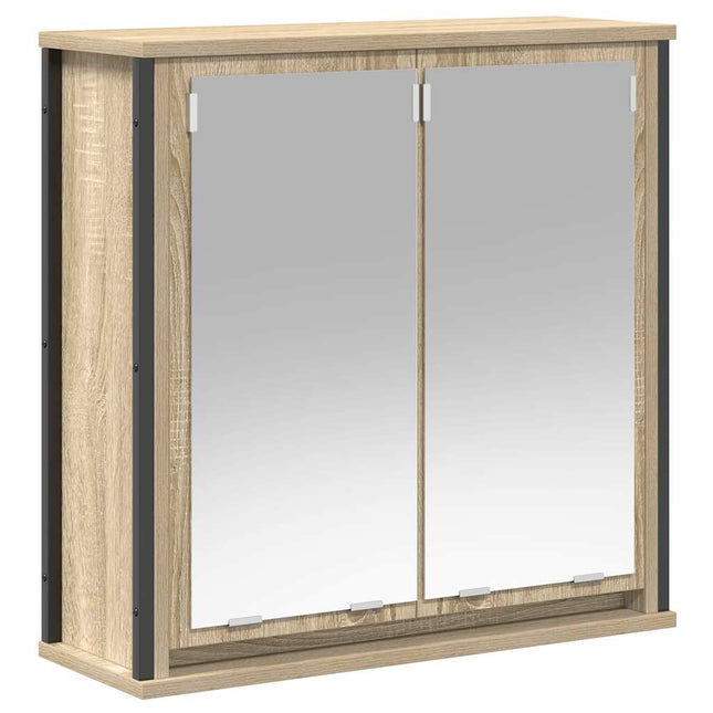 vægskab til badeværelse med spejl 60x21x60 cm sonoma-eg