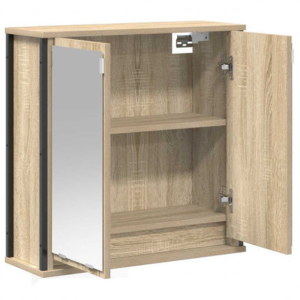 vægskab til badeværelse med spejl 60x21x60 cm sonoma-eg