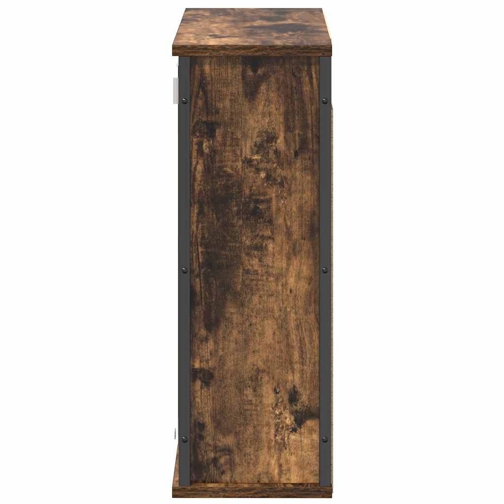 vægskab til badeværelse med spejl 60x21x60 cm røget egetræ