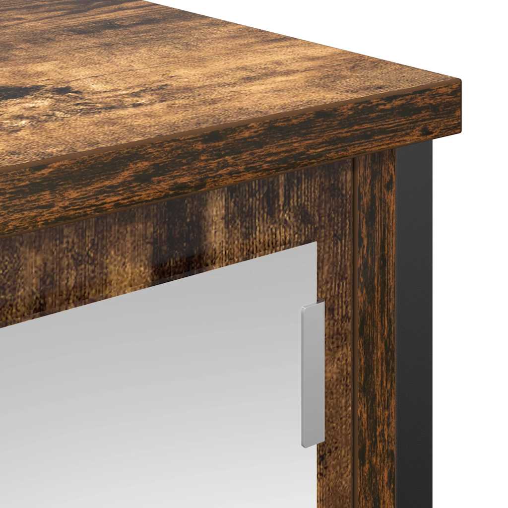 vægskab til badeværelse med spejl 60x21x60 cm røget egetræ