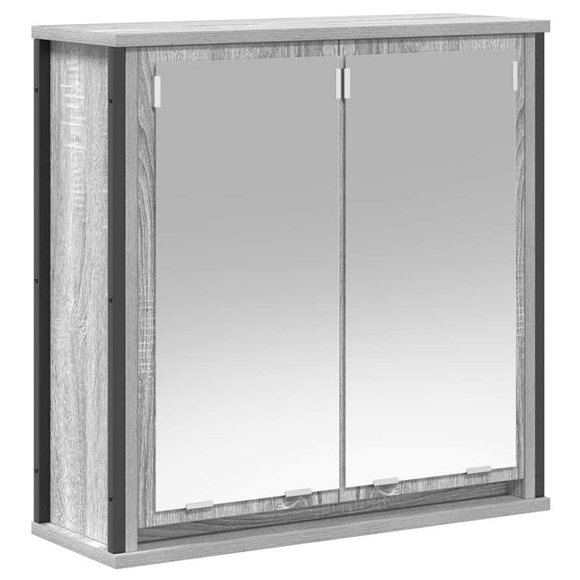 vægskab til badeværelse med spejl 60x21x60 cm grå sonoma-eg