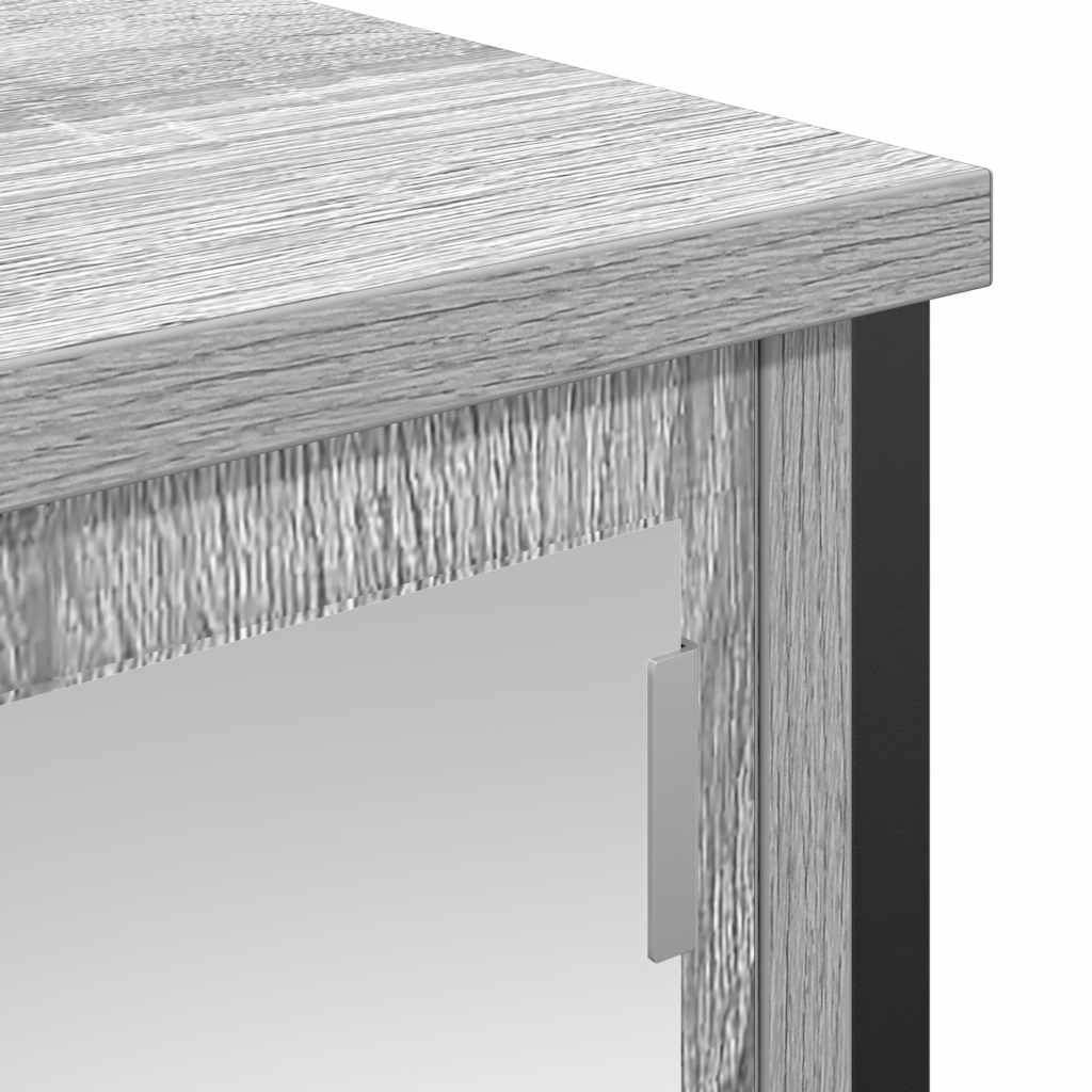 vægskab til badeværelse med spejl 60x21x60 cm grå sonoma-eg