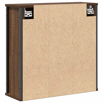 vægskab til badeværelse med spejl 60x21x60 cm brun egetræsfarve