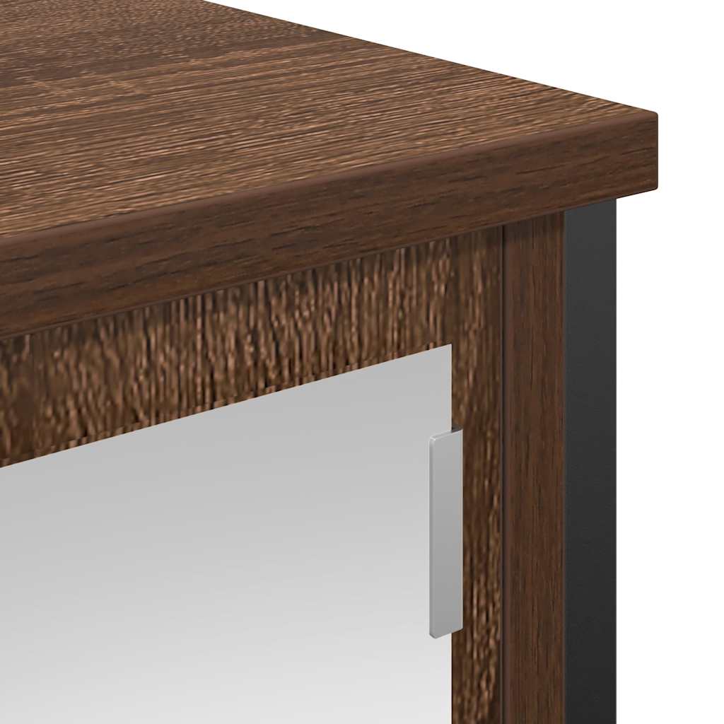 vægskab til badeværelse med spejl 60x21x60 cm brun egetræsfarve