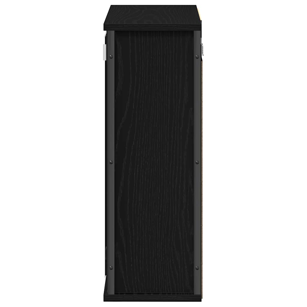 vægskab til badeværelse med spejl 50x21x60 cm sort egetræsfarve