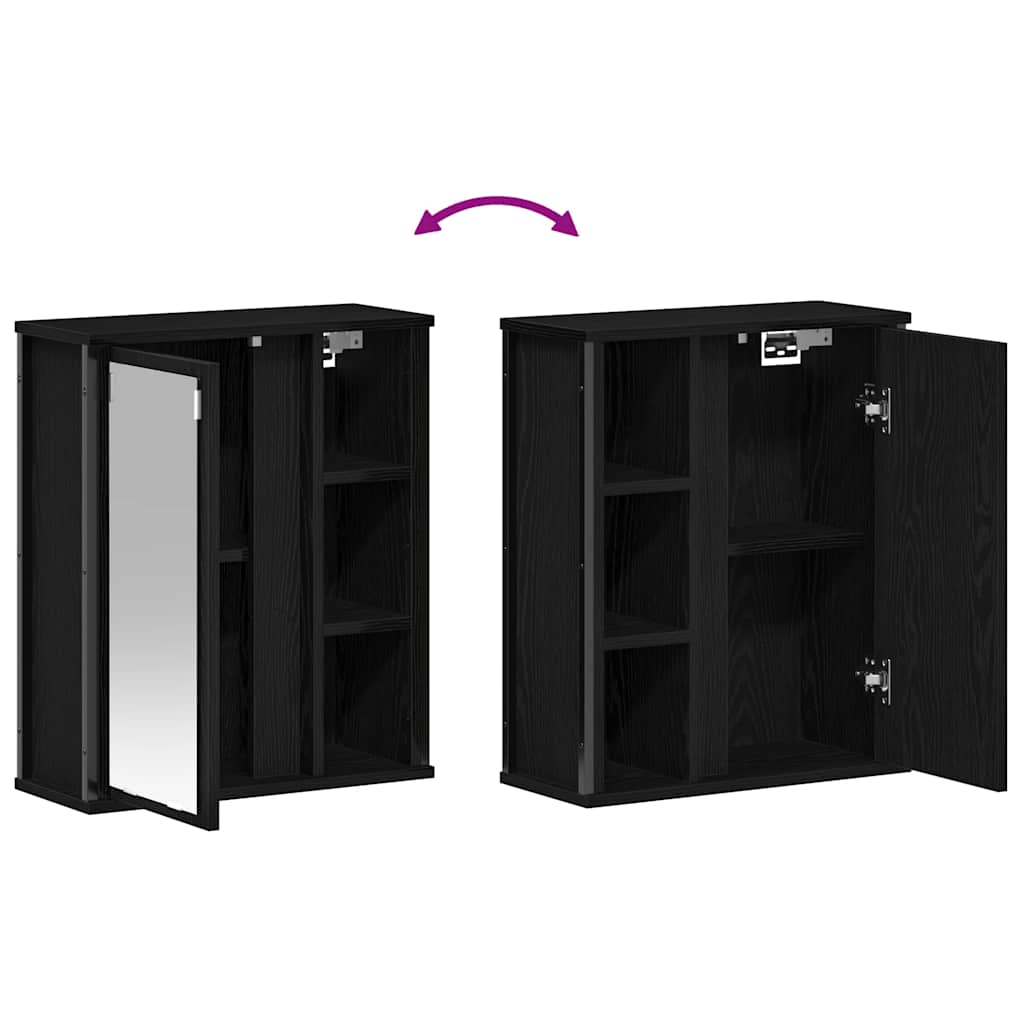 vægskab til badeværelse med spejl 50x21x60 cm sort egetræsfarve