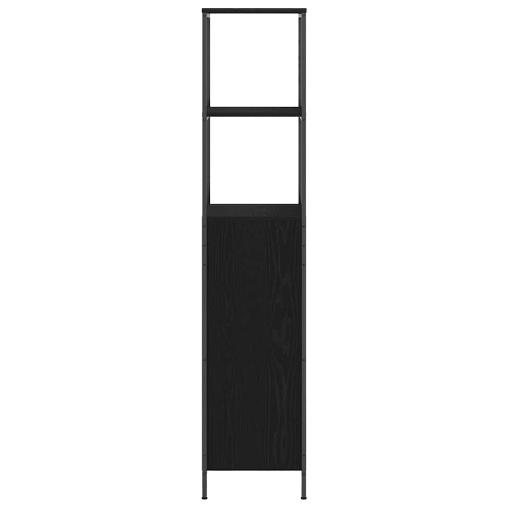 badeværelsesskab med hylder 36x35x165 cm sort egetræsfarve