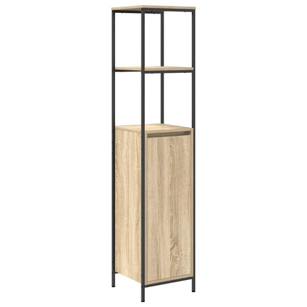 badeværelsesskab med hylder 36x35x165 cm sonoma-eg