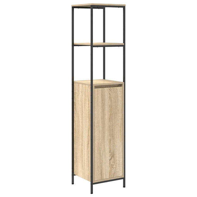 badeværelsesskab med hylder 36x35x165 cm sonoma-eg