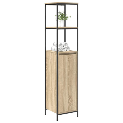 badeværelsesskab med hylder 36x35x165 cm sonoma-eg
