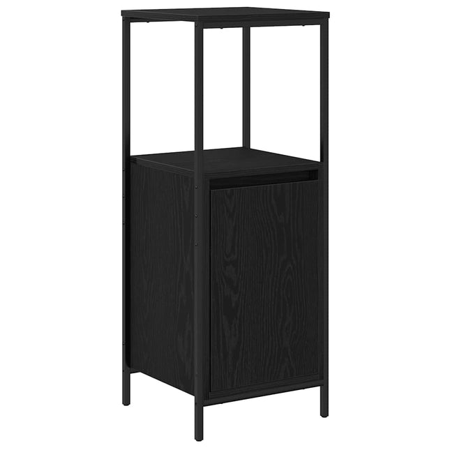 badeværelsesskab med hylder 36x35x95 cm sort egetræsfarve