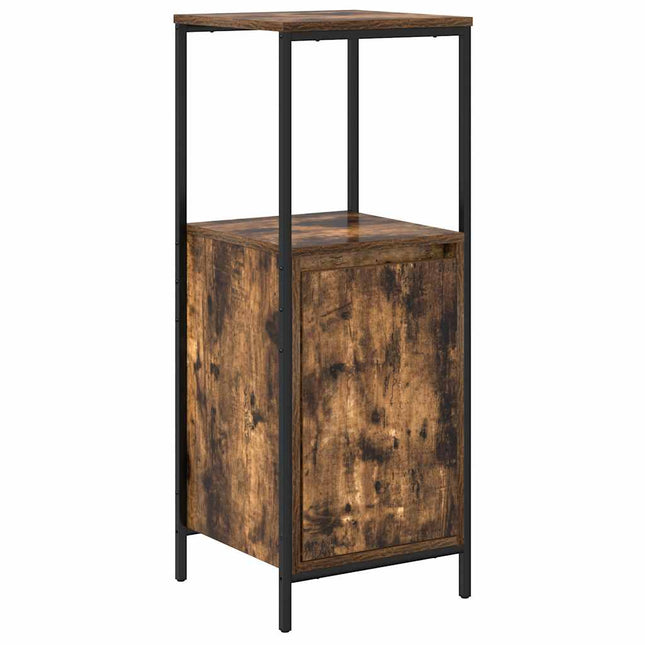 badeværelsesskab med hylder 36x35x95 cm røget egetræsfarve