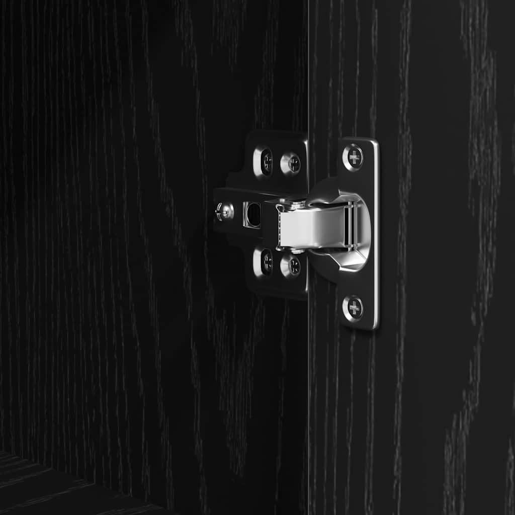 badeværelsesskab med hylder 76,5x35x95 cm sort egetræsfarve