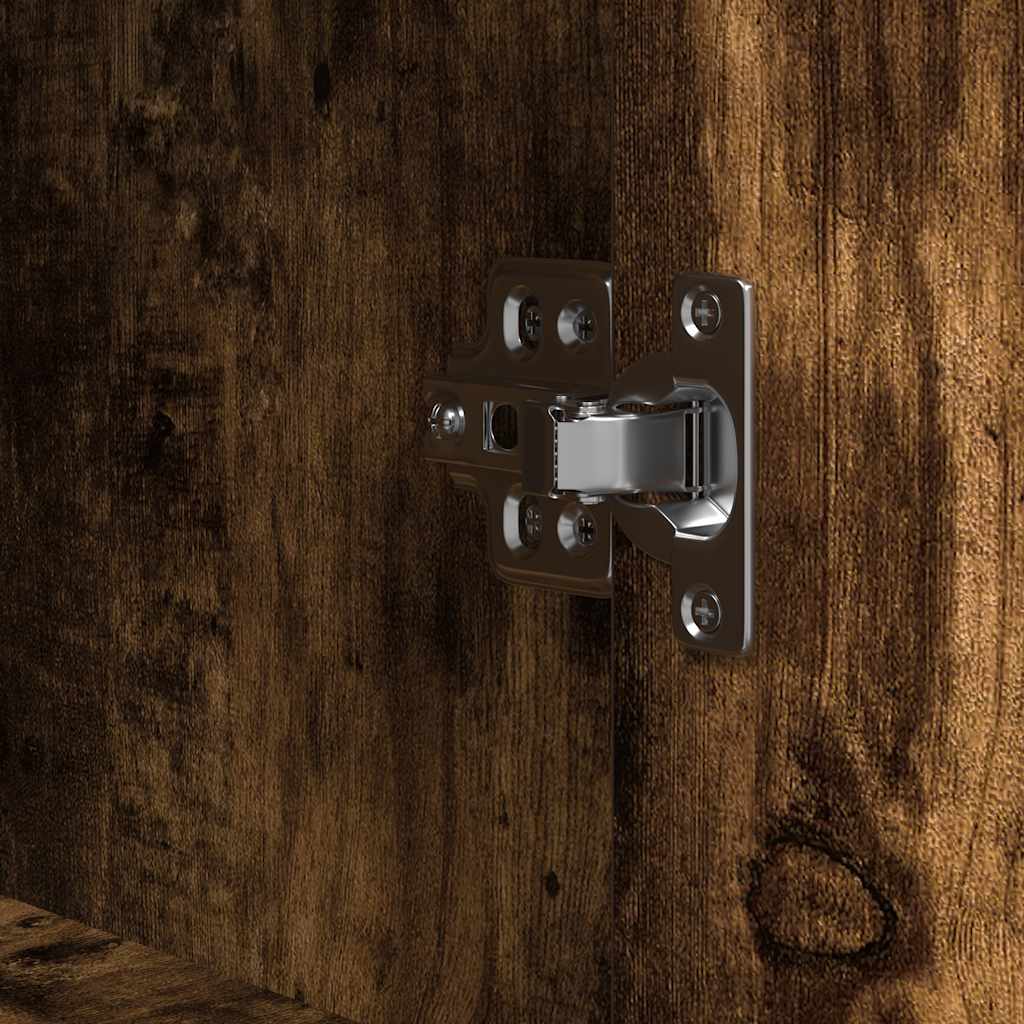 badeværelsesskab med hylder 76,5x35x95 cm røget egetræsfarve