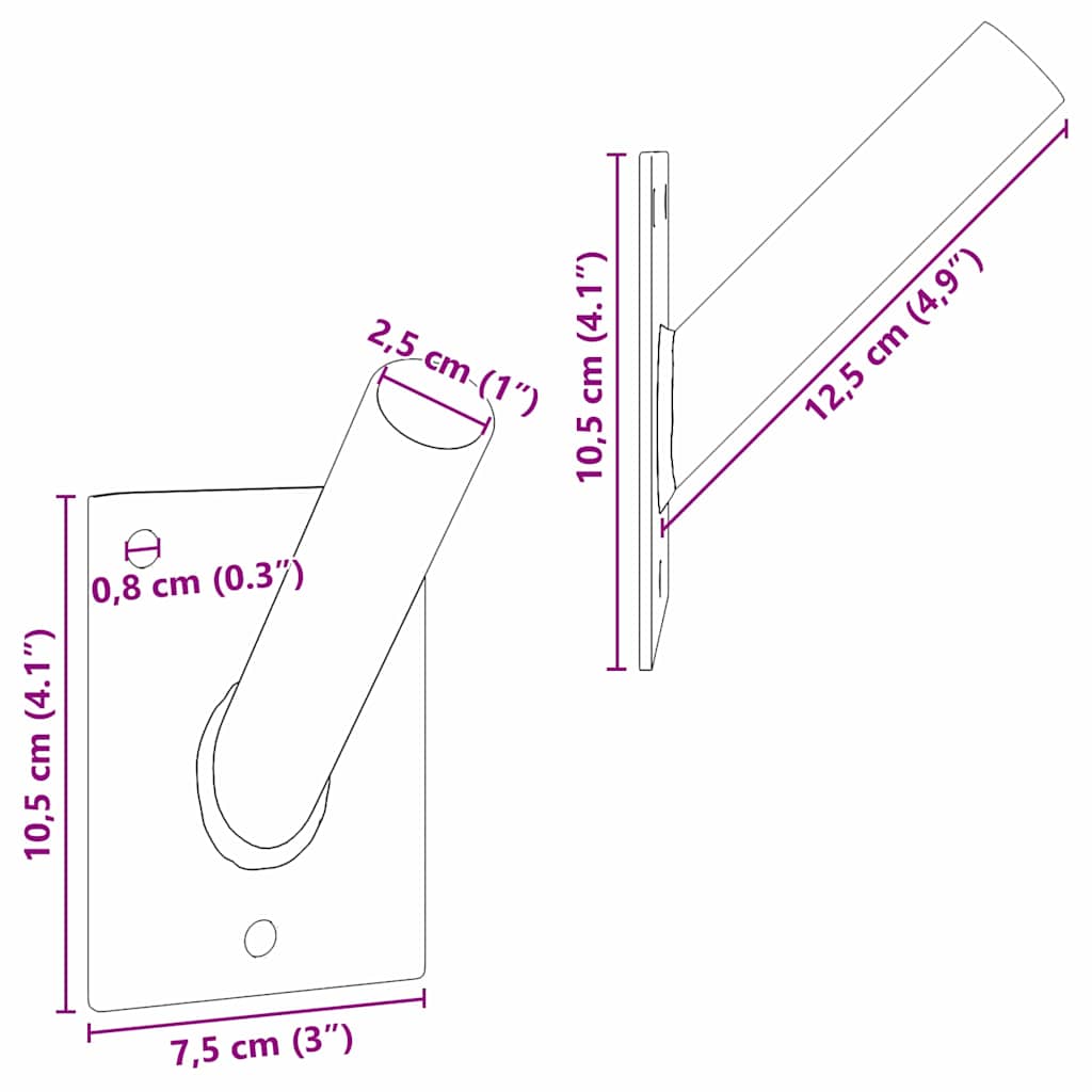 Flagstangs holder Sort 10.5 x 7.5 cm Stål