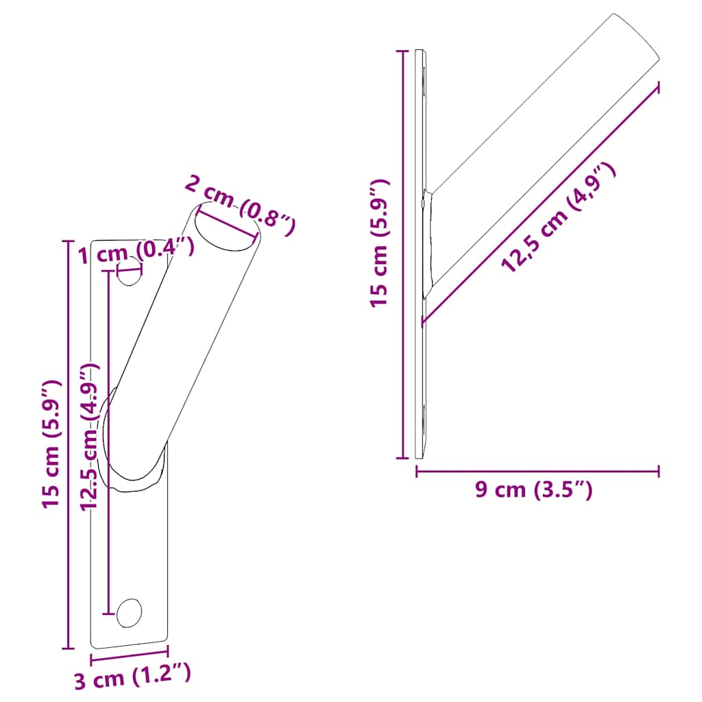 Flagstangs holder Sort 15 x 3 cm Stål