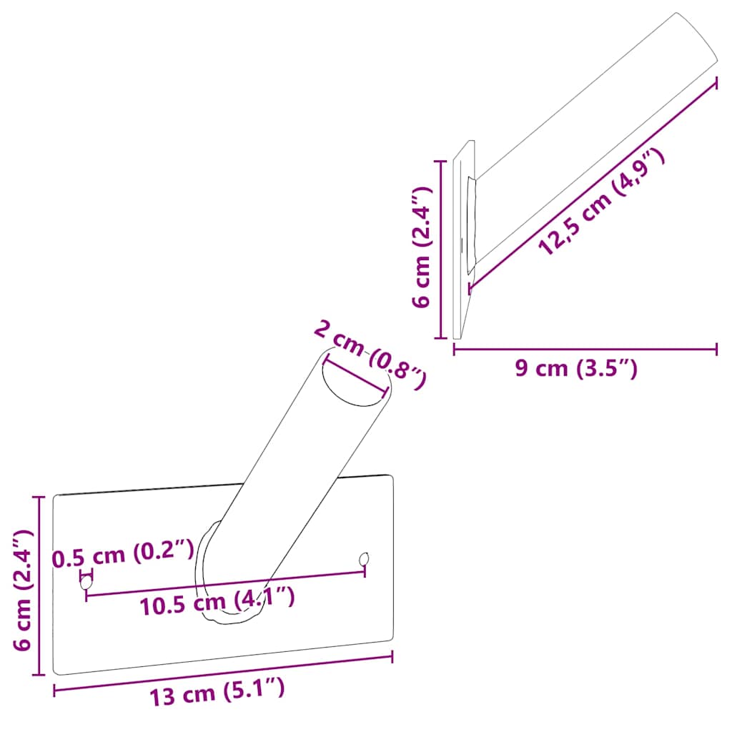 Flagstangs holder Sort 13 x 6 cm Stål