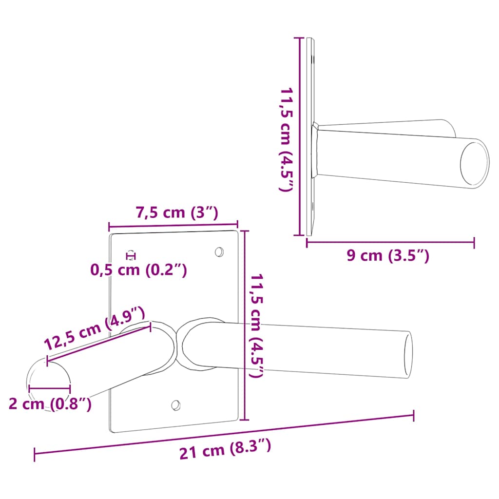 Flagstangs holder Sort 11.5 x 7.5 cm Stål