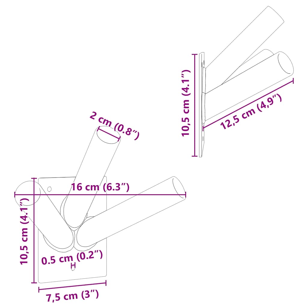 Flagstangs holder Sort 10.5 x 7.5 cm Stål
