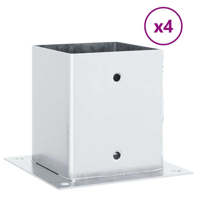 stolpefødder firkantet 4 stk. 101x101 mm galvaniseret stål