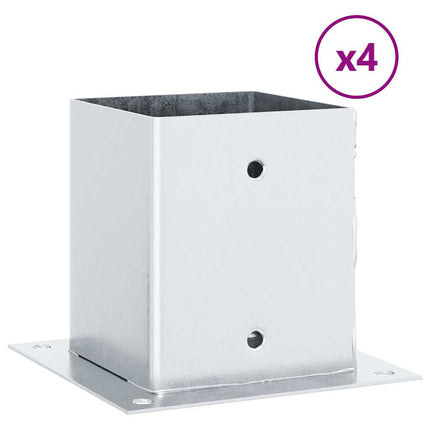 stolpefødder firkantet 4 stk. 101x101 mm galvaniseret stål