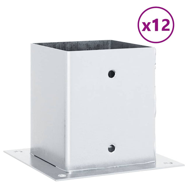 stolpefødder firkantet 12 stk. 101x101 mm galvaniseret stål