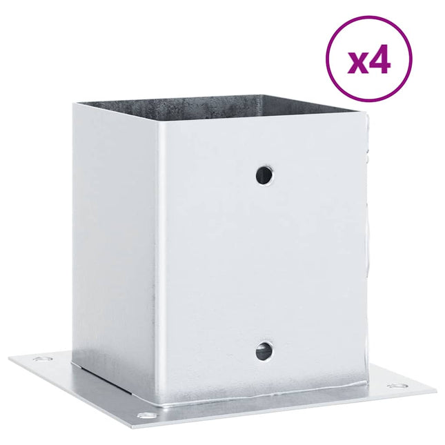 stolpefødder firkantet 4 stk. 121x121 mm galvaniseret stål