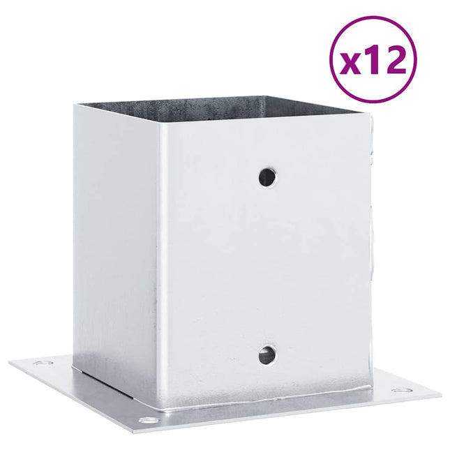 stolpefødder firkantet 12 stk. 121x121 mm galvaniseret stål