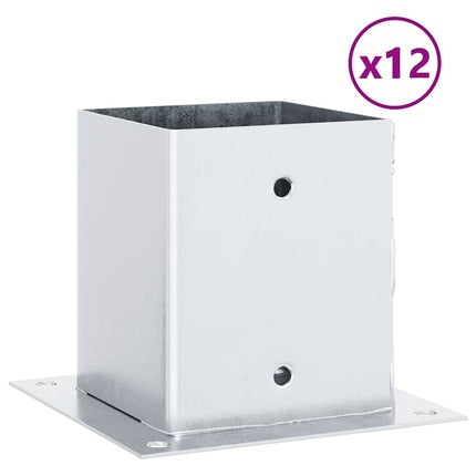 stolpefødder firkantet 12 stk. 121x121 mm galvaniseret stål