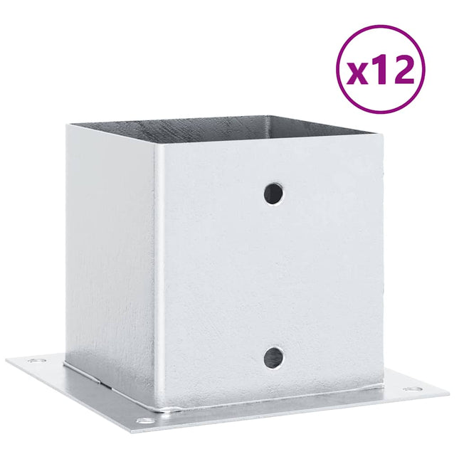 stolpefødder firkantet 12 stk. 141x141 mm galvaniseret stål