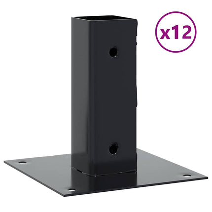 stolpefødder firkantet 12 stk. 51x51 mm pulverlakeret stål