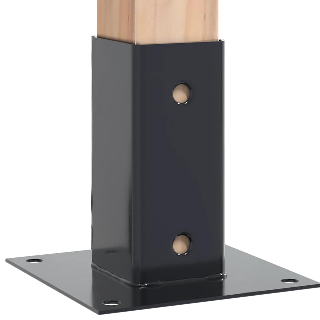 stolpefødder firkantet 12 stk. 61x61 mm pulverlakeret stål
