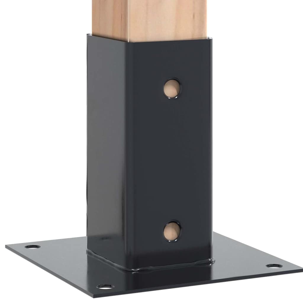 stolpefødder firkantet 4 stk. 71x71 mm pulverlakeret stål