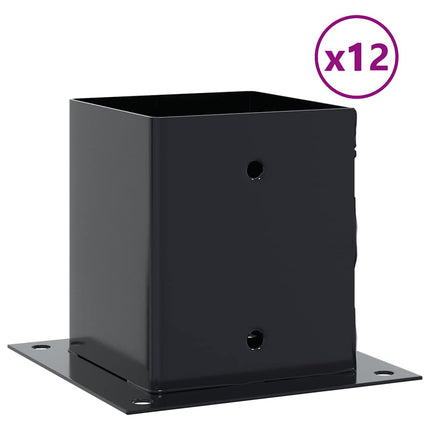 stolpefødder firkantet 12 stk. 101x101 mm pulverlakeret stål