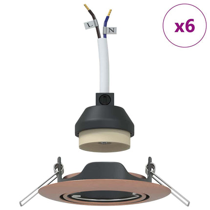 Spotlight 6 pcs Kobber 9 x 9 x 2.5 cm Metal