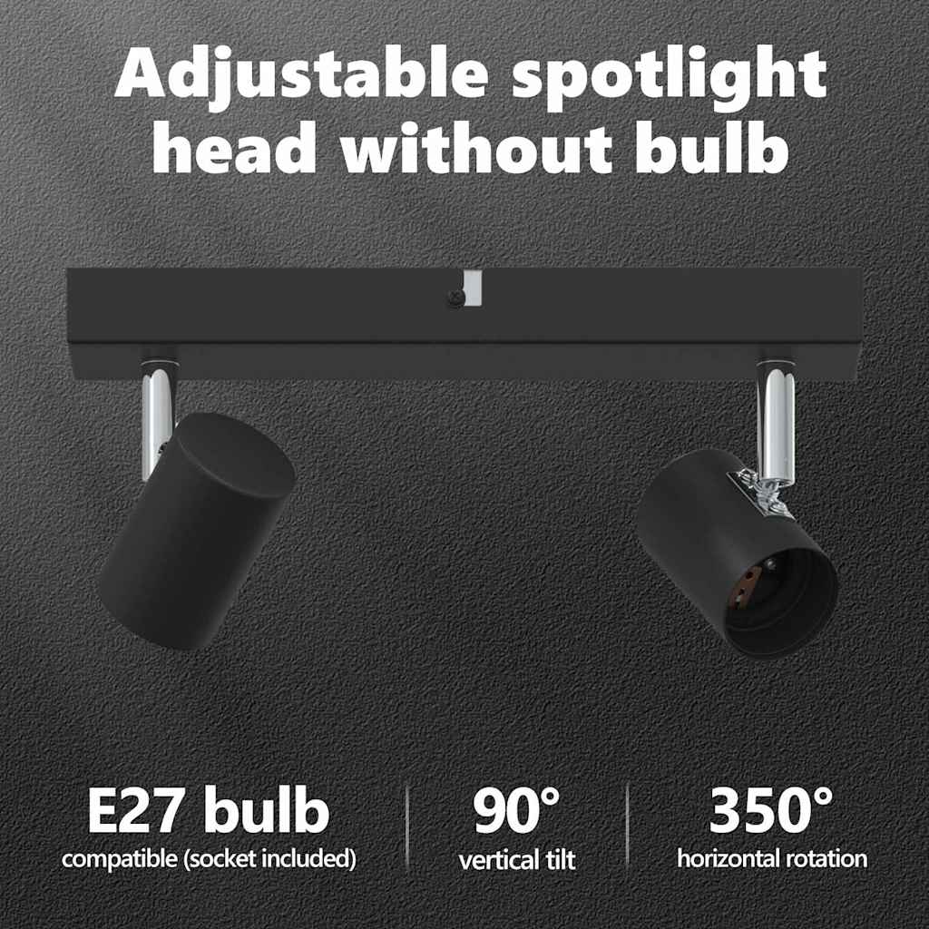 Loftsspot med spotlights Sort 26 x 6,5 x 11,5 cm Metal