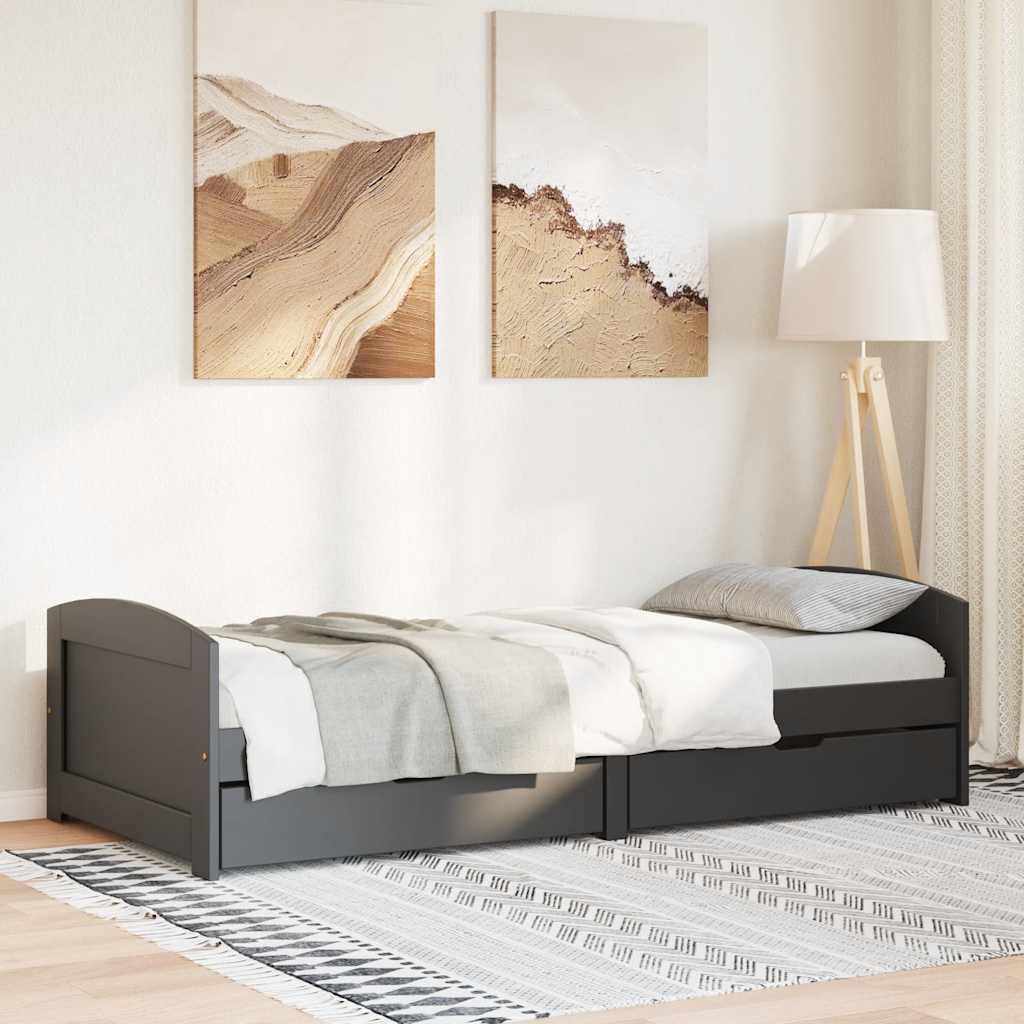 daybed med to skuffer uden madras IRUN sort 90x200 cm