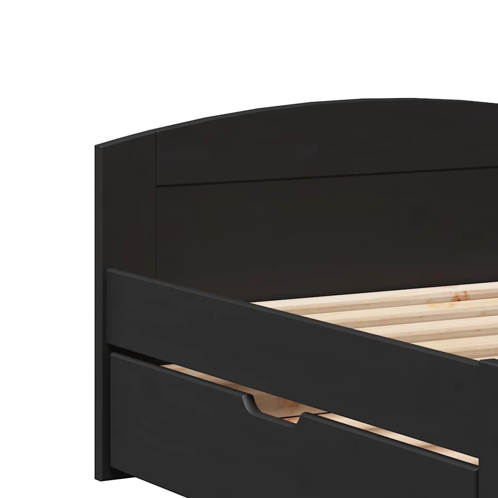 daybed med to skuffer uden madras IRUN sort 90x200 cm