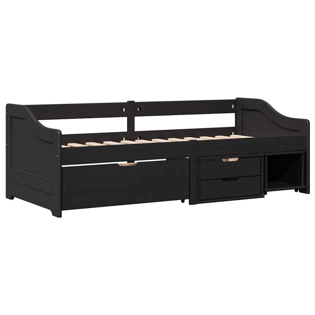 daybed med tre skuffer uden madras IRUN sort 90x200 cm