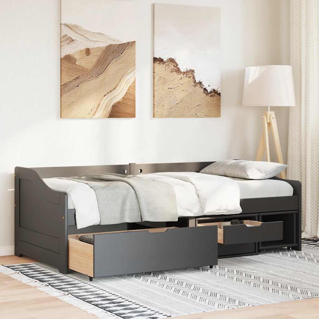 daybed med tre skuffer uden madras IRUN sort 90x200 cm