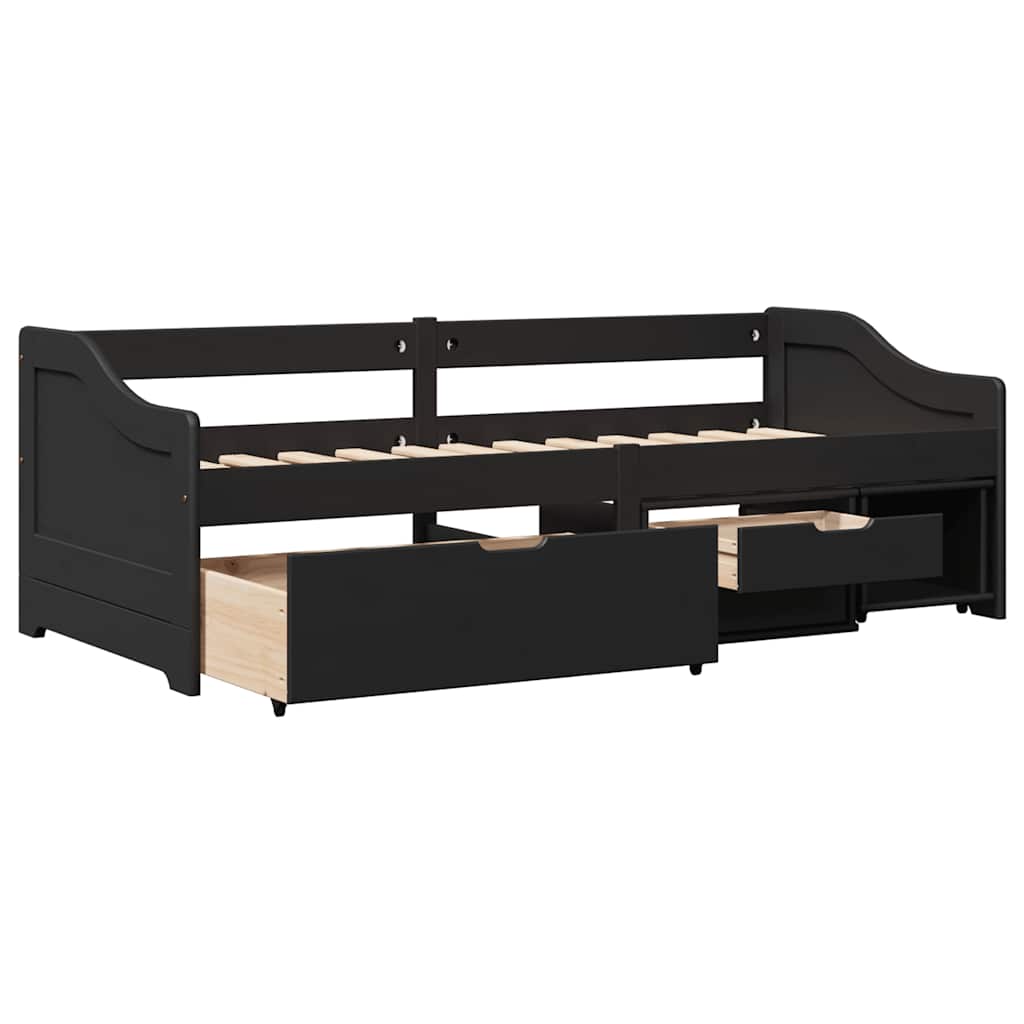 daybed med tre skuffer uden madras IRUN sort 90x200 cm