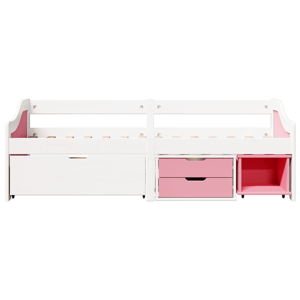 daybed med tre skuffer uden madras IRUN hvid&lyserød 90x200 cm