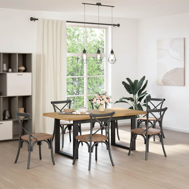spisebord NOAIN U-formede ben 180x90x75 cm massivt træ fyrretræ
