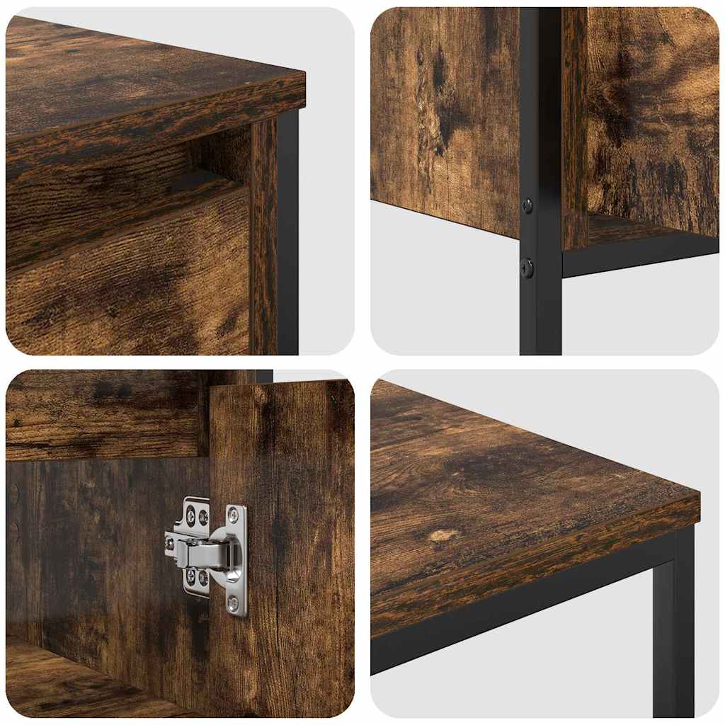 Badeværelsesmøbel sæt 3 pcs Røget Eg og Sort Konstrueret træ