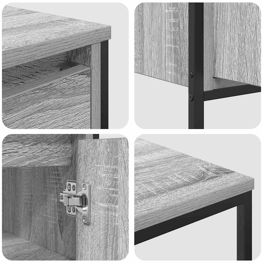 Badeværelsesmøbel sæt 3 pcs Grå Sonoma og Sort Konstrueret træ