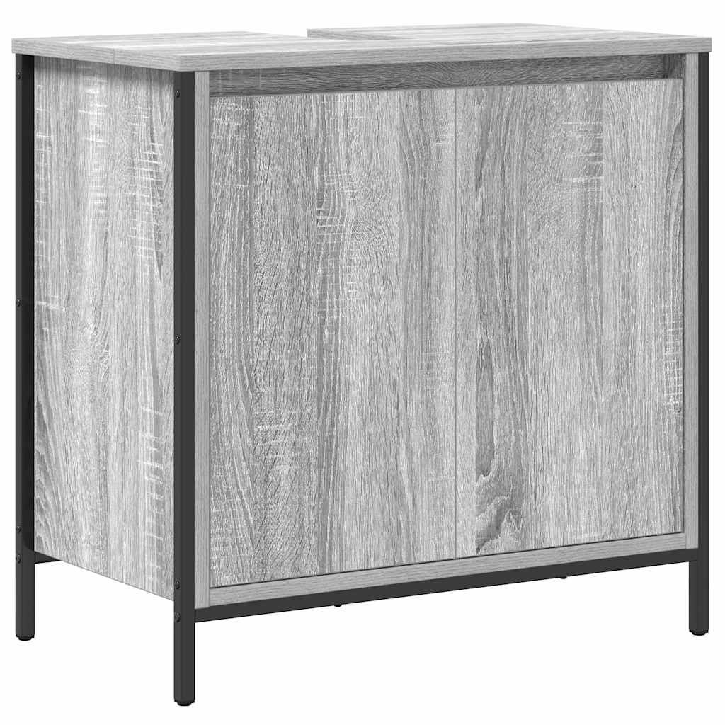 Badeværelsesmøbel sæt 3 pcs Grå Sonoma og Sort Konstrueret træ