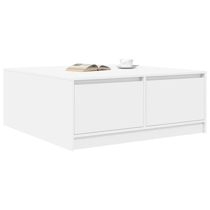 sofabord med skuffer 100x100x40 cm hvid