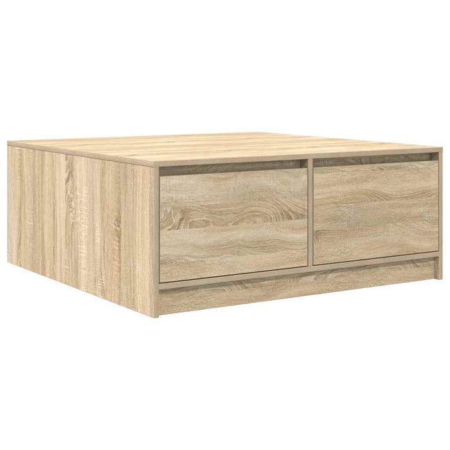 sofabord med skuffer 100x100x40 cm sonoma-eg